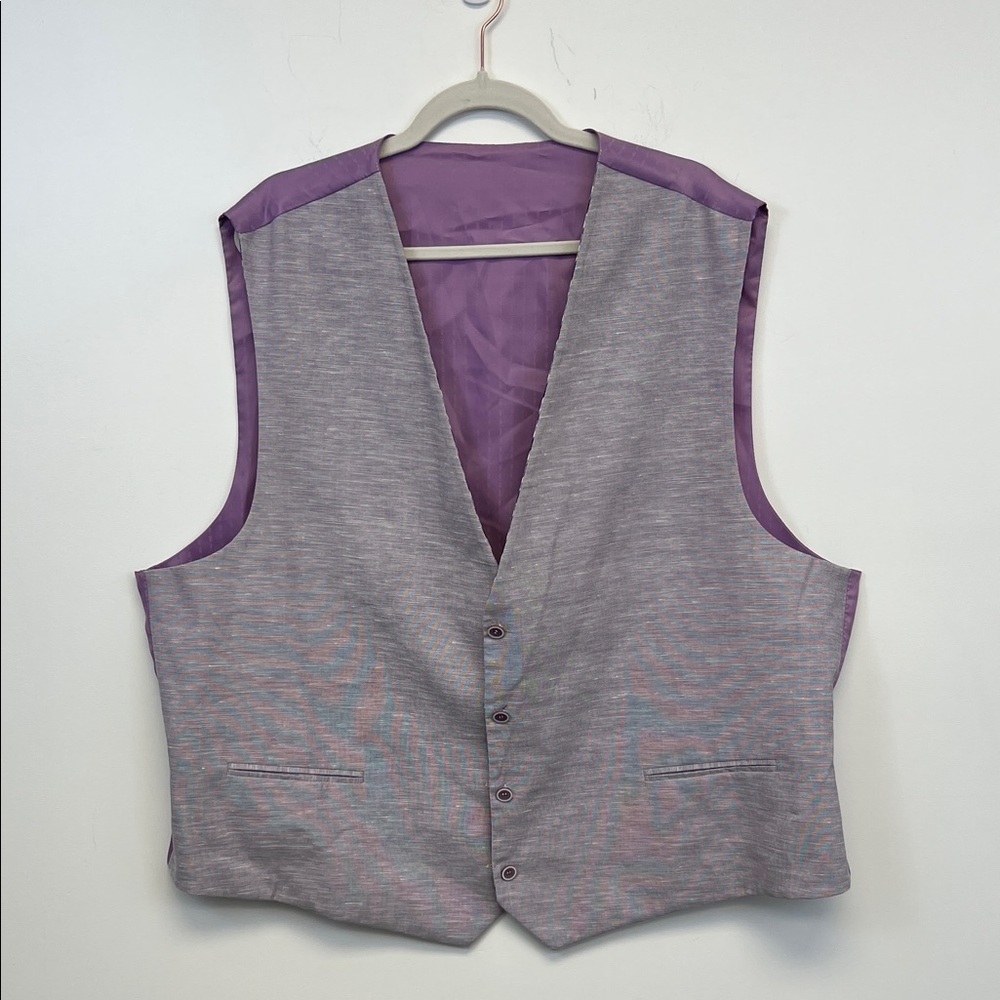 Men's Reversable Purple & Grey Checkered Dressy Vest size XL